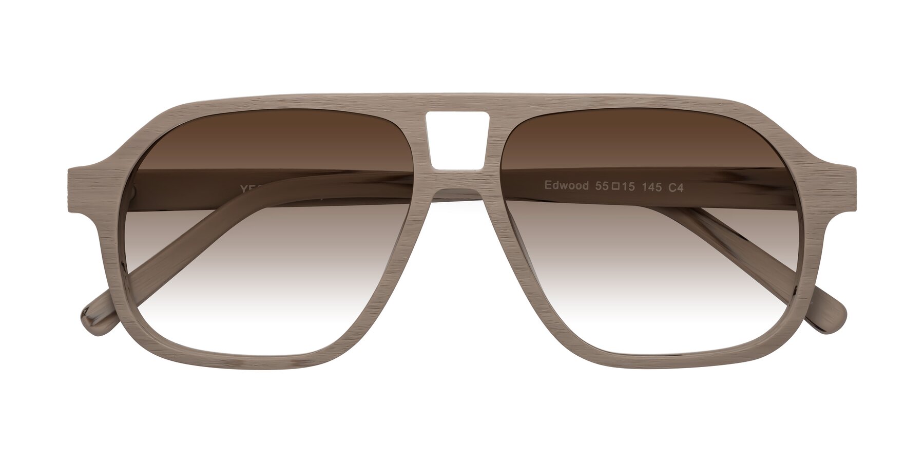 Folded Front of Edwood in Pale Mauve Woodgrain with Brown Gradient Lenses