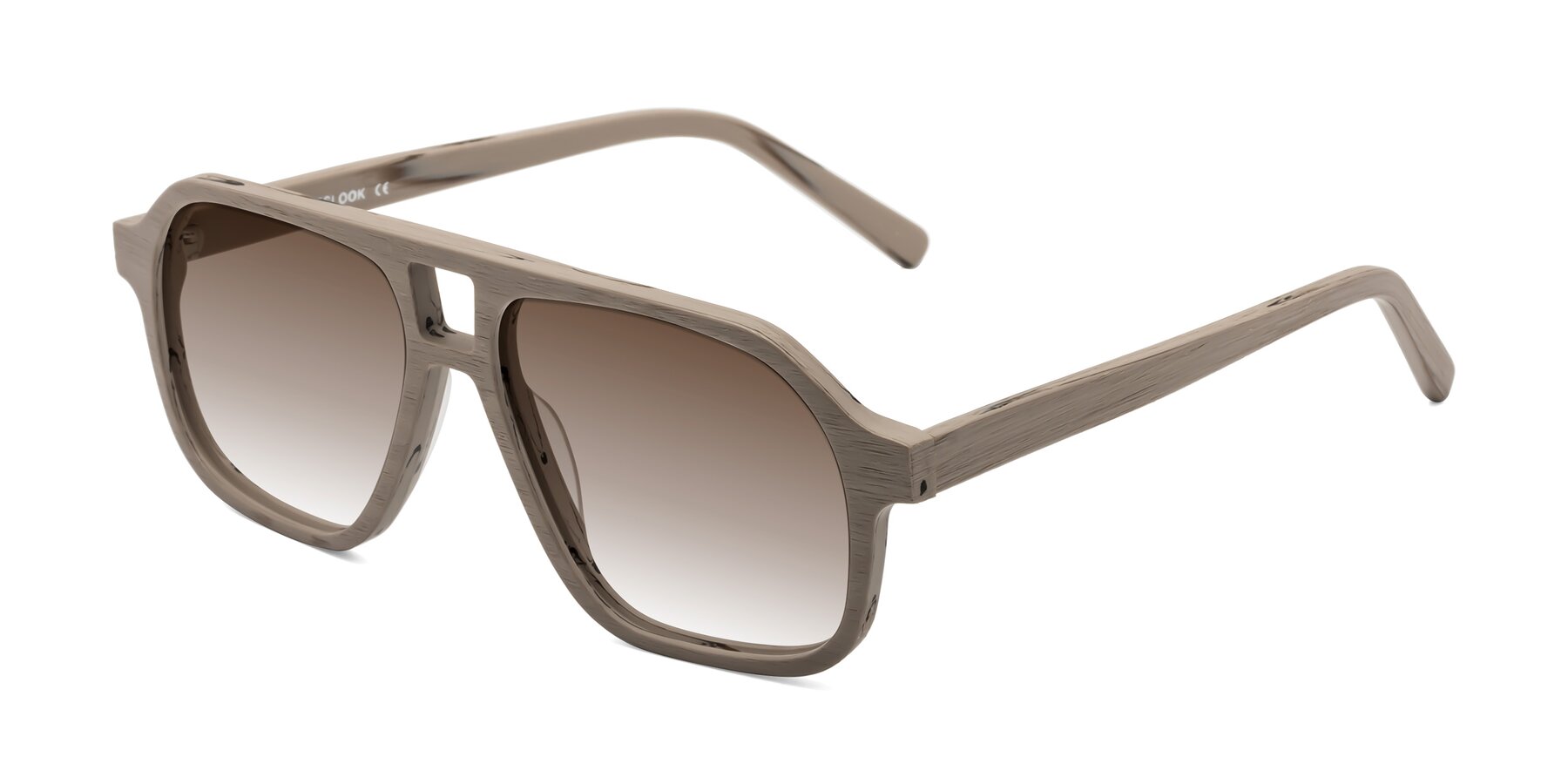 Angle of Edwood in Pale Mauve Woodgrain with Brown Gradient Lenses