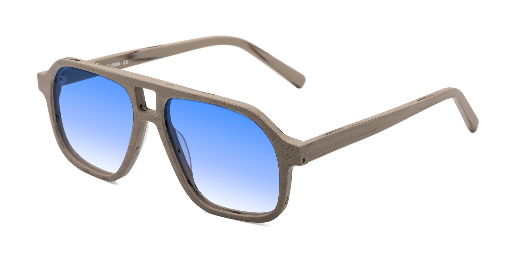 Angle of Edwood in Pale Mauve Woodgrain with Blue Gradient Lenses