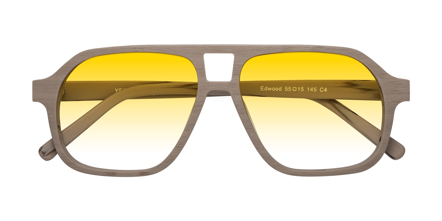 Folded Front of Edwood in Pale Mauve Woodgrain with Yellow Gradient Lenses