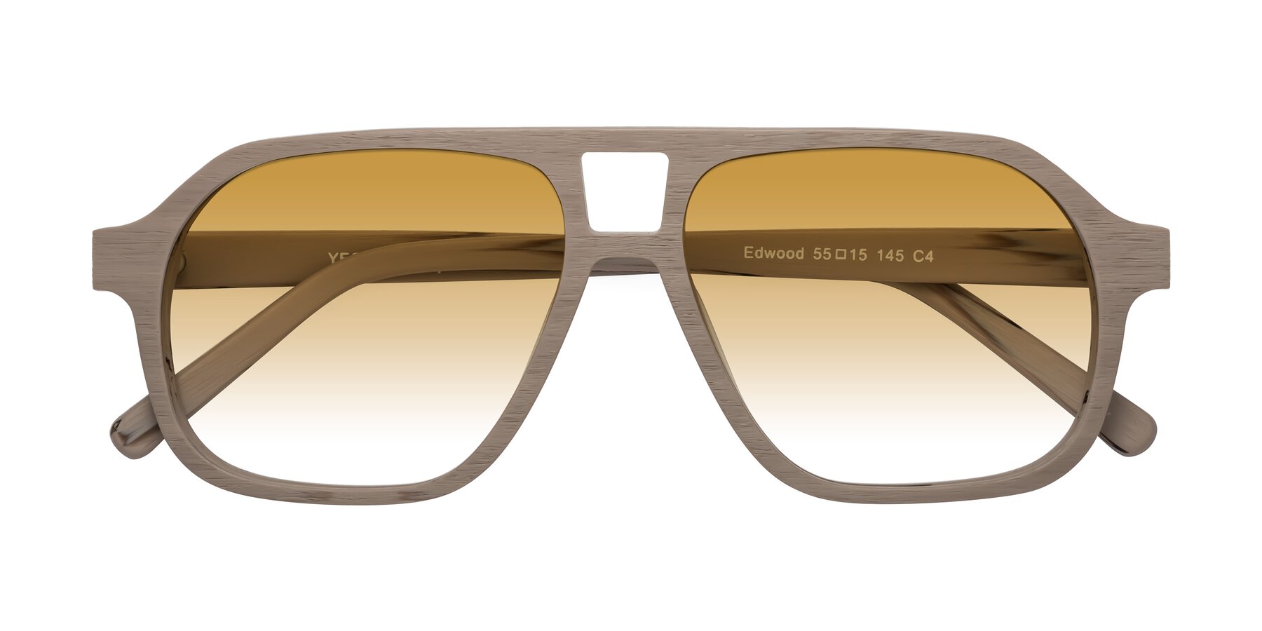 Folded Front of Edwood in Pale Mauve Woodgrain with Champagne Gradient Lenses