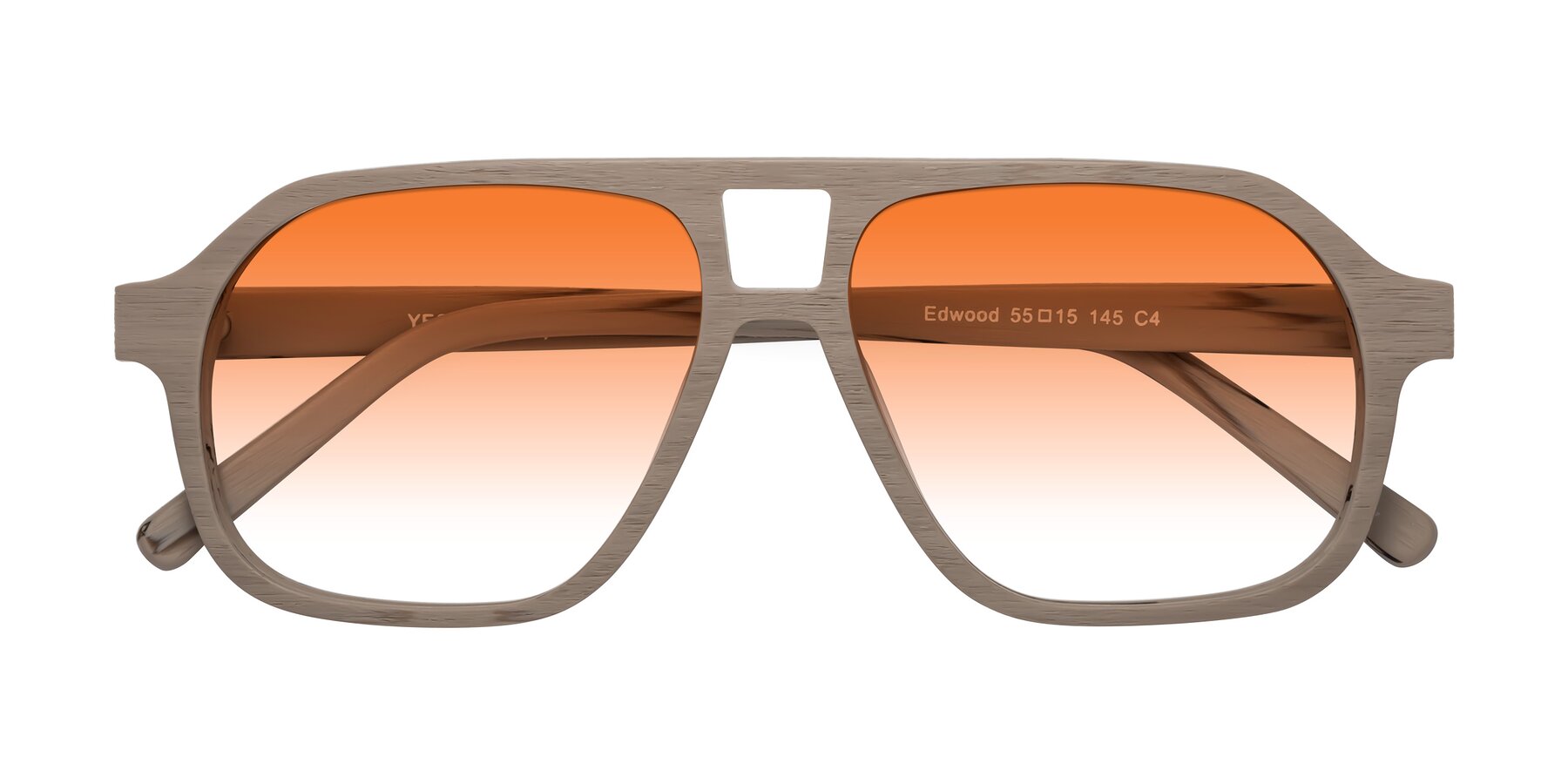 Folded Front of Edwood in Pale Mauve Woodgrain with Orange Gradient Lenses