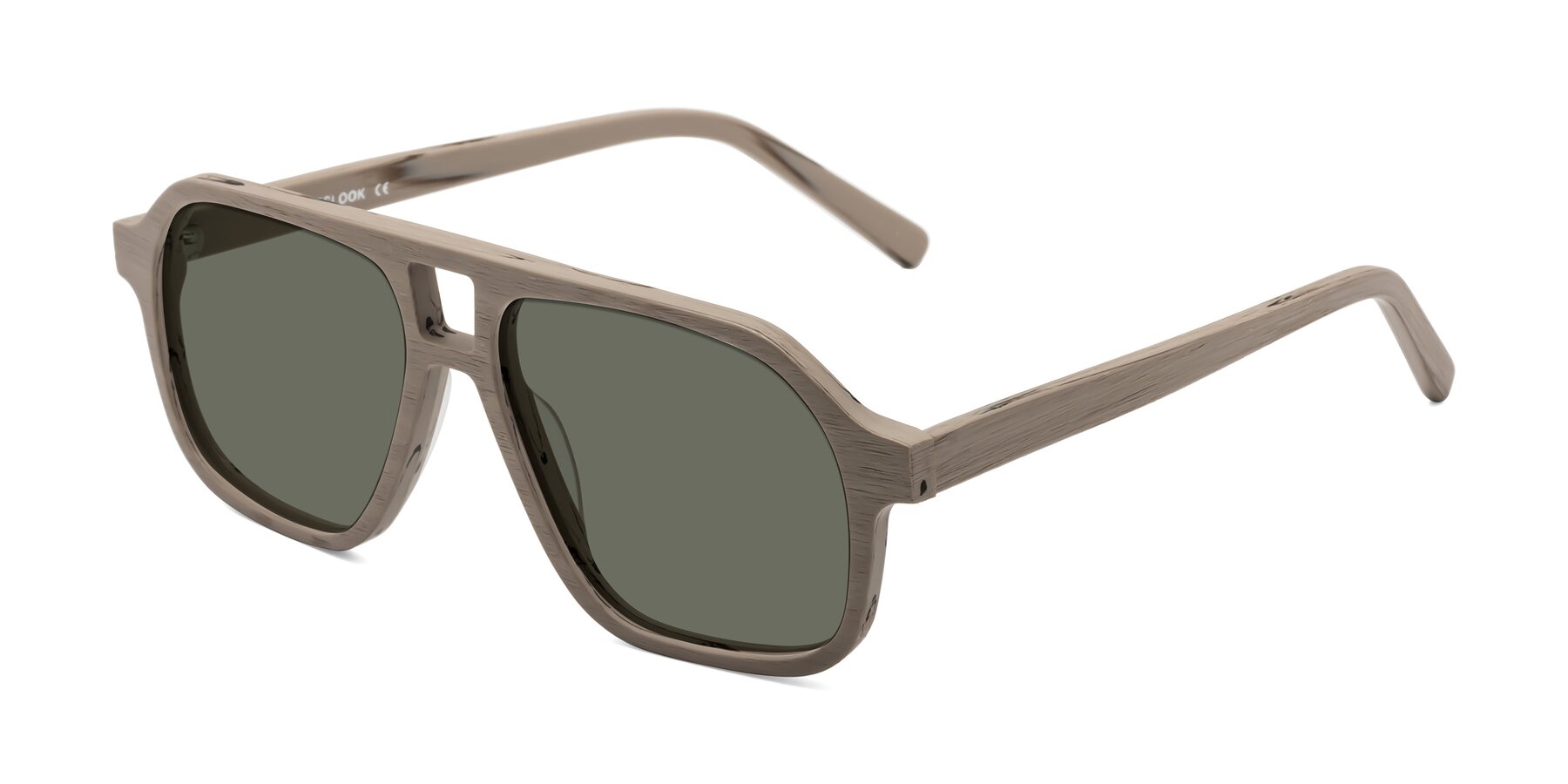 Angle of Edwood in Pale Mauve Woodgrain with Gray Polarized Lenses