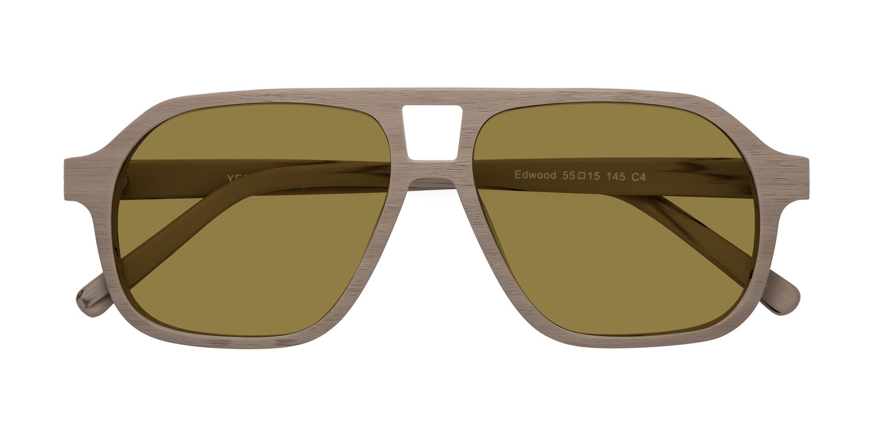 Folded Front of Edwood in Pale Mauve Woodgrain with Brown Polarized Lenses