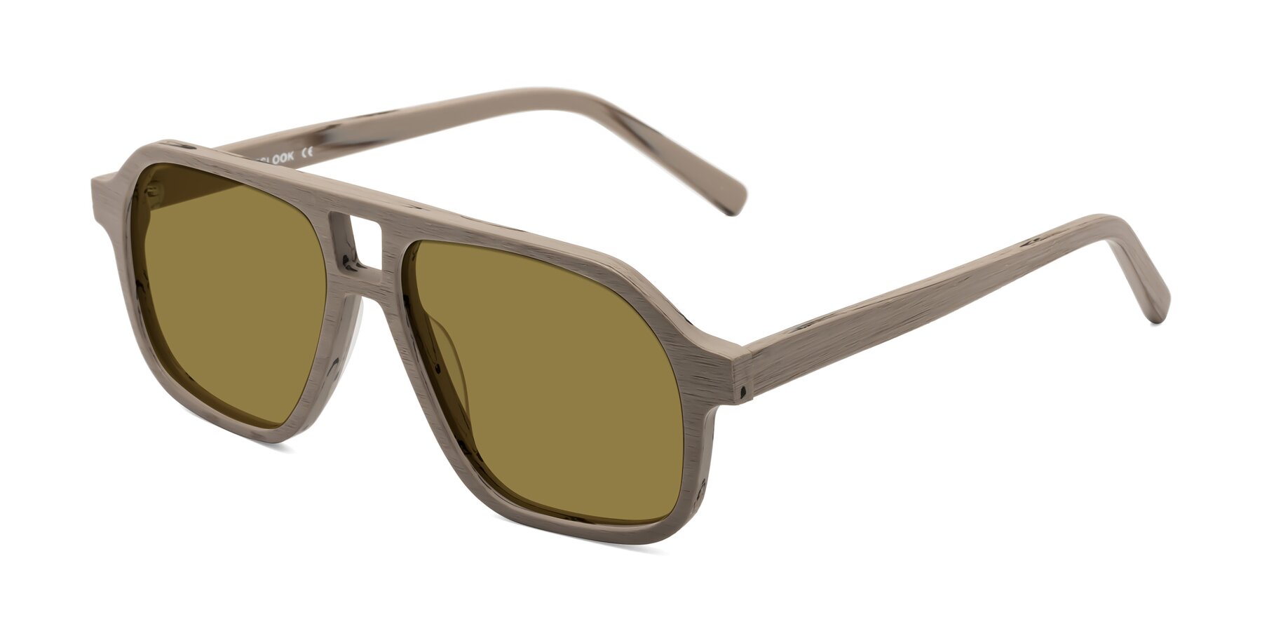 Angle of Edwood in Pale Mauve Woodgrain with Brown Polarized Lenses