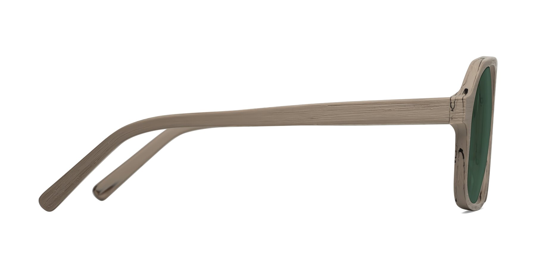 Side of Edwood in Pale Mauve Woodgrain with Green Polarized Lenses