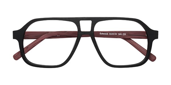 Front of Edwood in Black / Burgundy Woodgrain