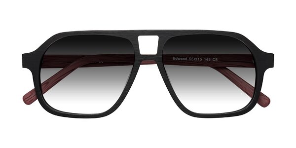 Front of Edwood in Black / Burgundy Woodgrain