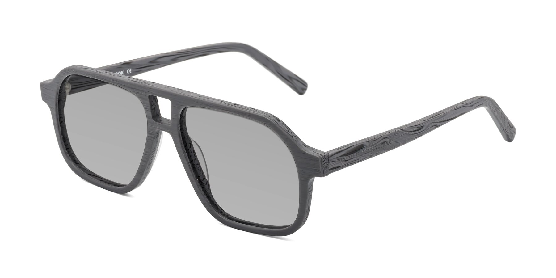 Angle of Edwood in Cement Woodgrain with Light Gray Tinted Lenses