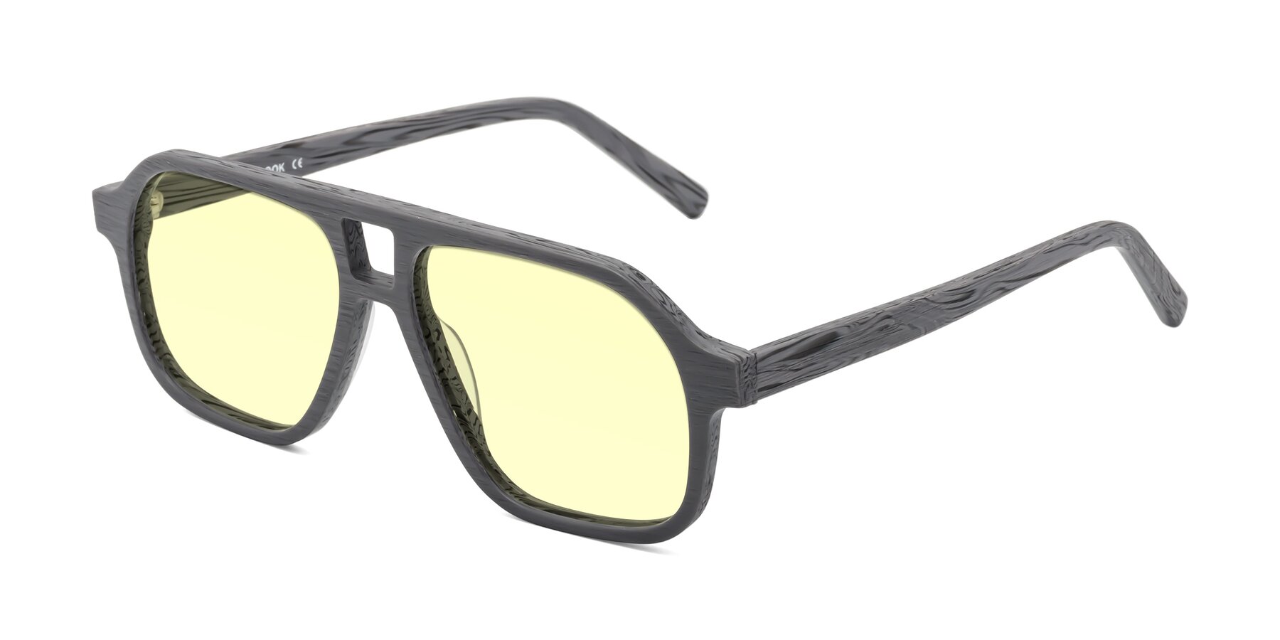 Angle of Edwood in Cement Woodgrain with Light Yellow Tinted Lenses