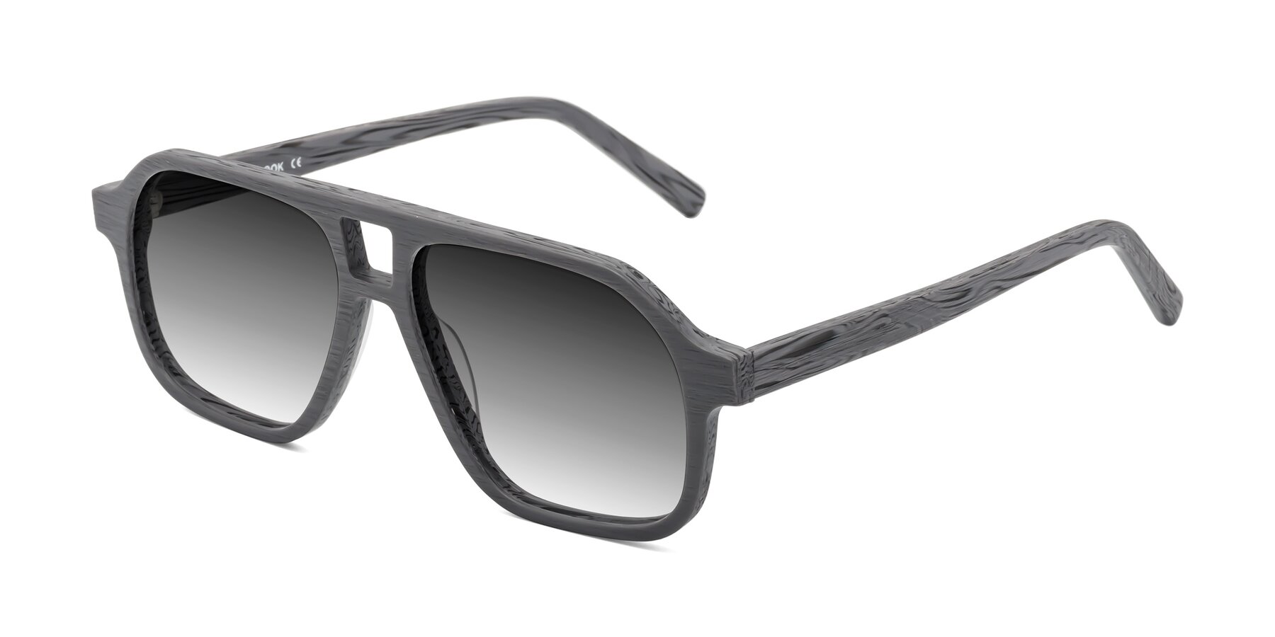 Angle of Edwood in Cement Woodgrain with Gray Gradient Lenses