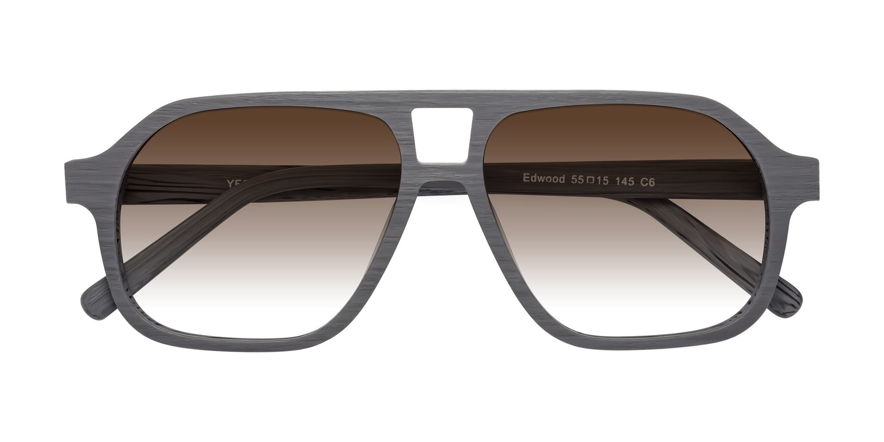 Folded Front of Edwood in Cement Woodgrain with Brown Gradient Lenses