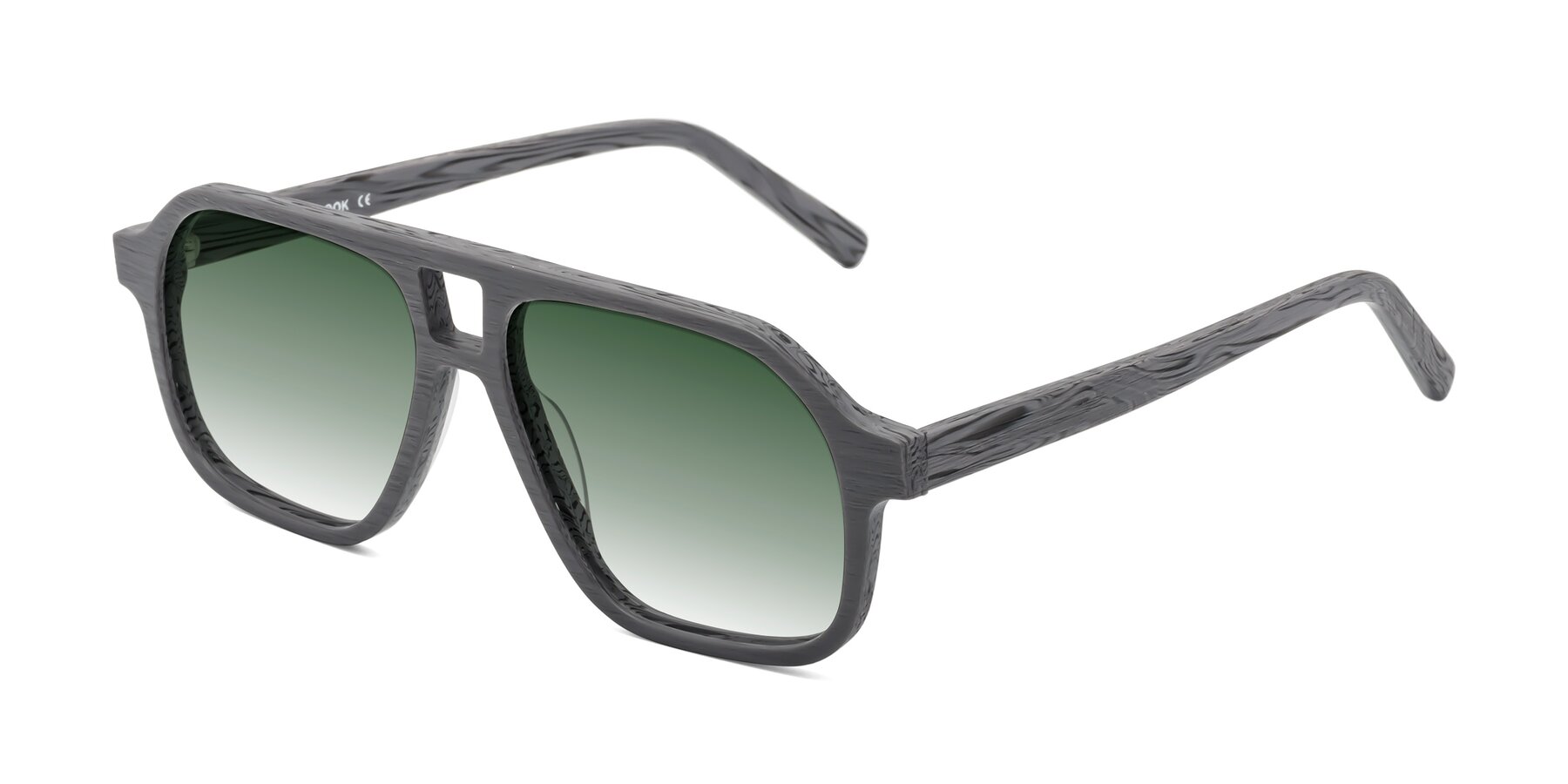 Angle of Edwood in Cement Woodgrain with Green Gradient Lenses