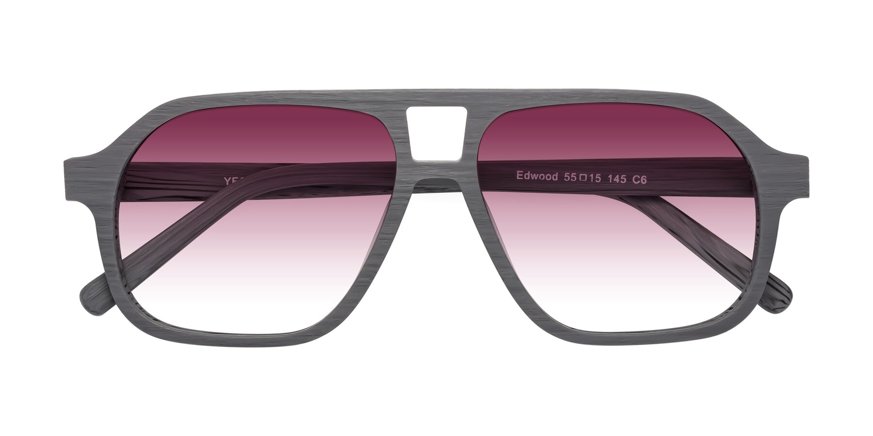 Folded Front of Edwood in Cement Woodgrain with Wine Gradient Lenses