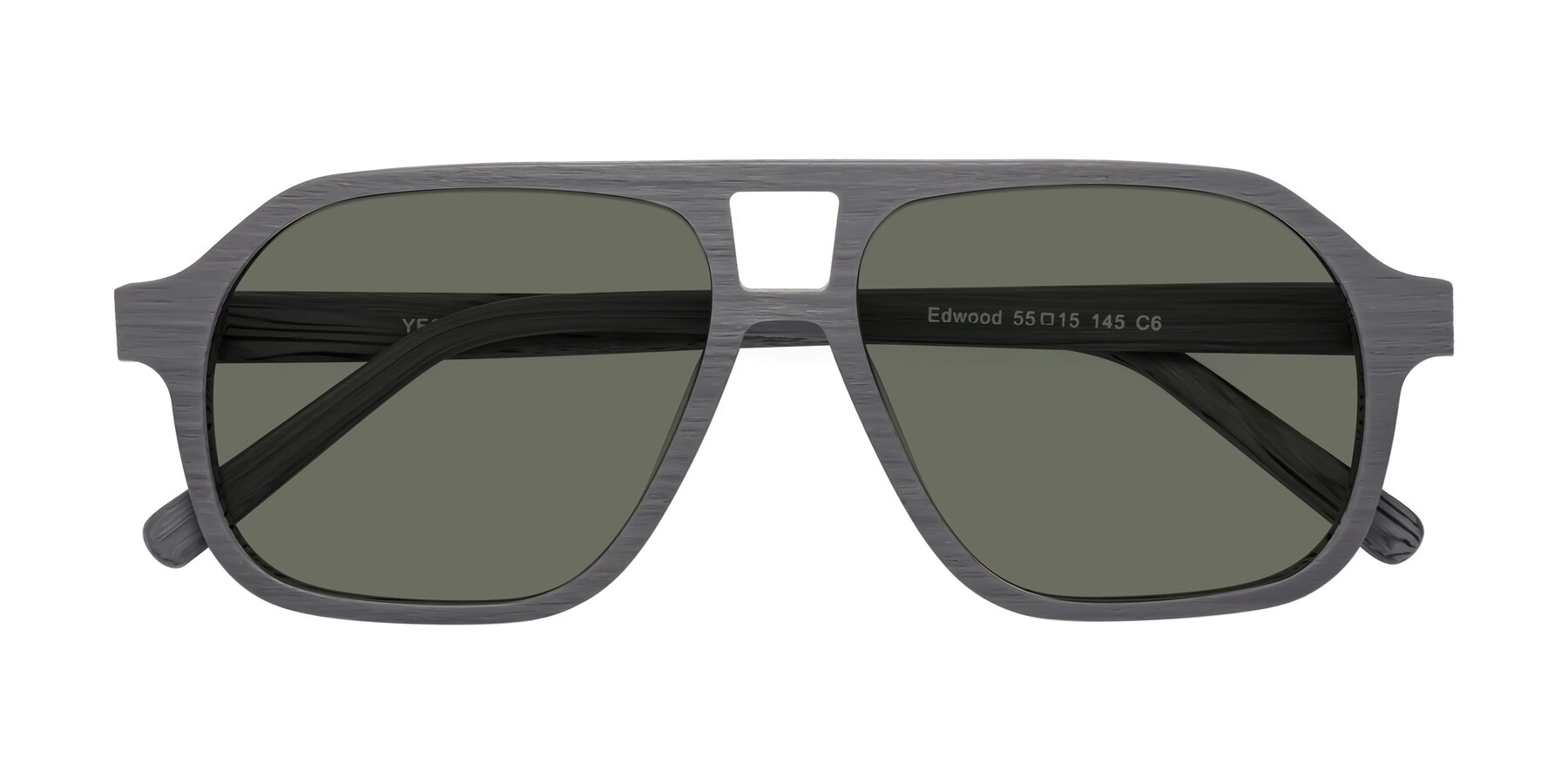 Folded Front of Edwood in Cement Woodgrain with Gray Polarized Lenses