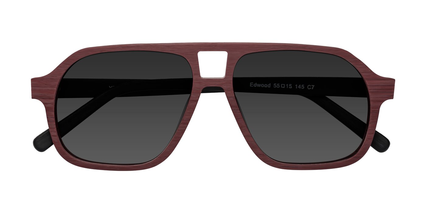 Edwood - Burgundy / Black Woodgrain Tinted Sunglasses