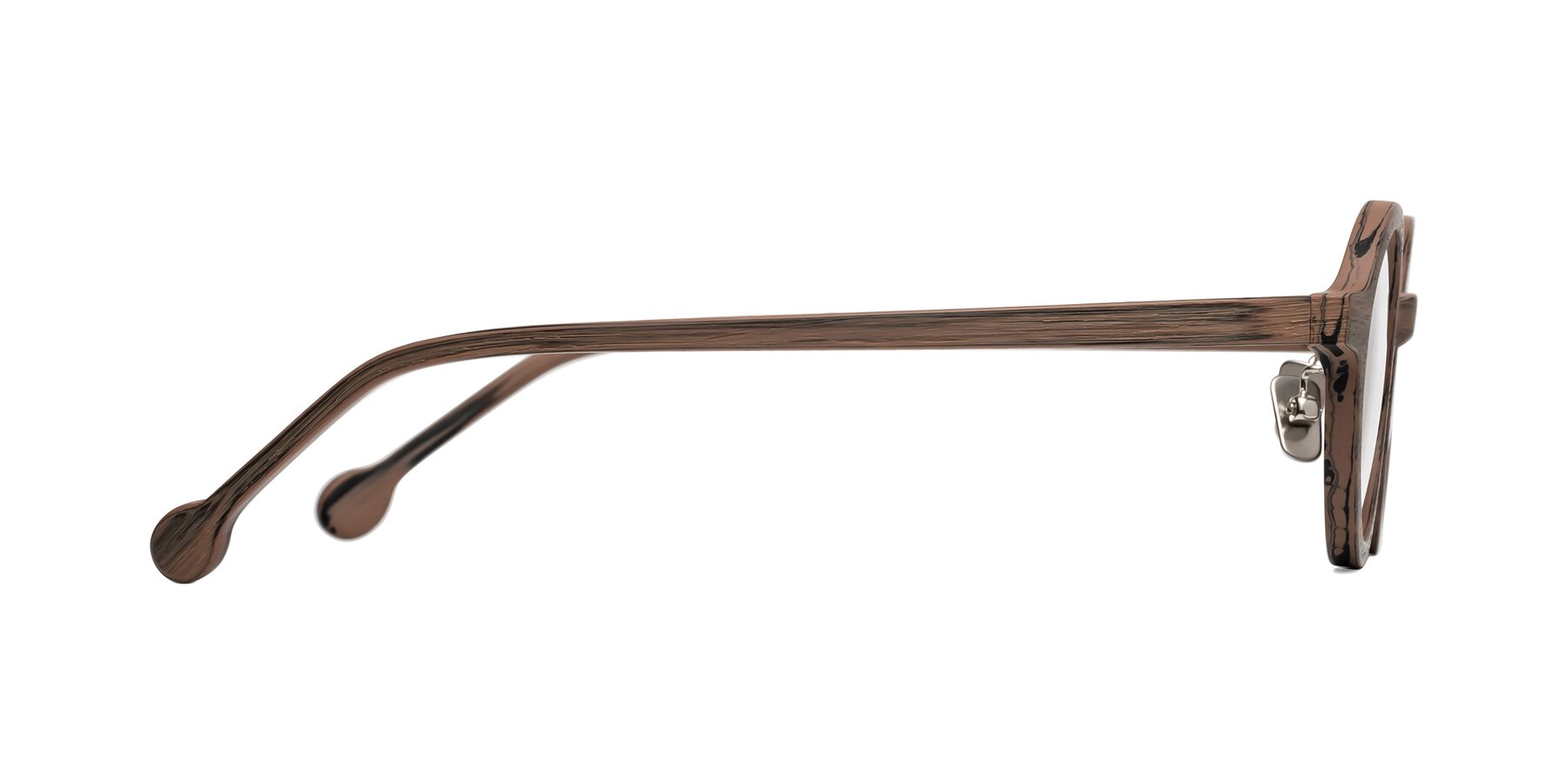 Side of Timber in Burnt Tan Woodgrain with Clear Eyeglass Lenses