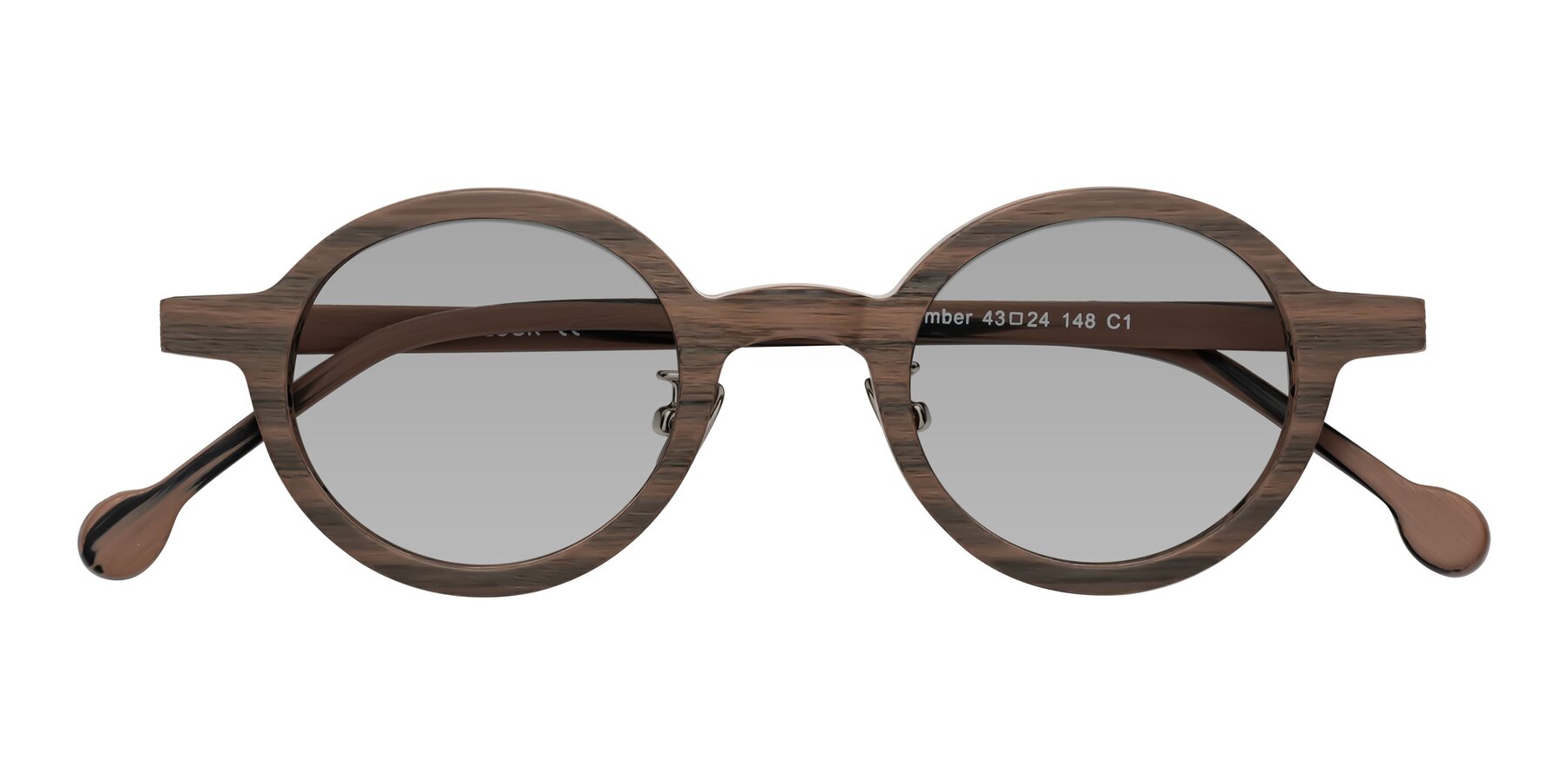 Folded Front of Timber in Burnt Tan Woodgrain with Light Gray Tinted Lenses