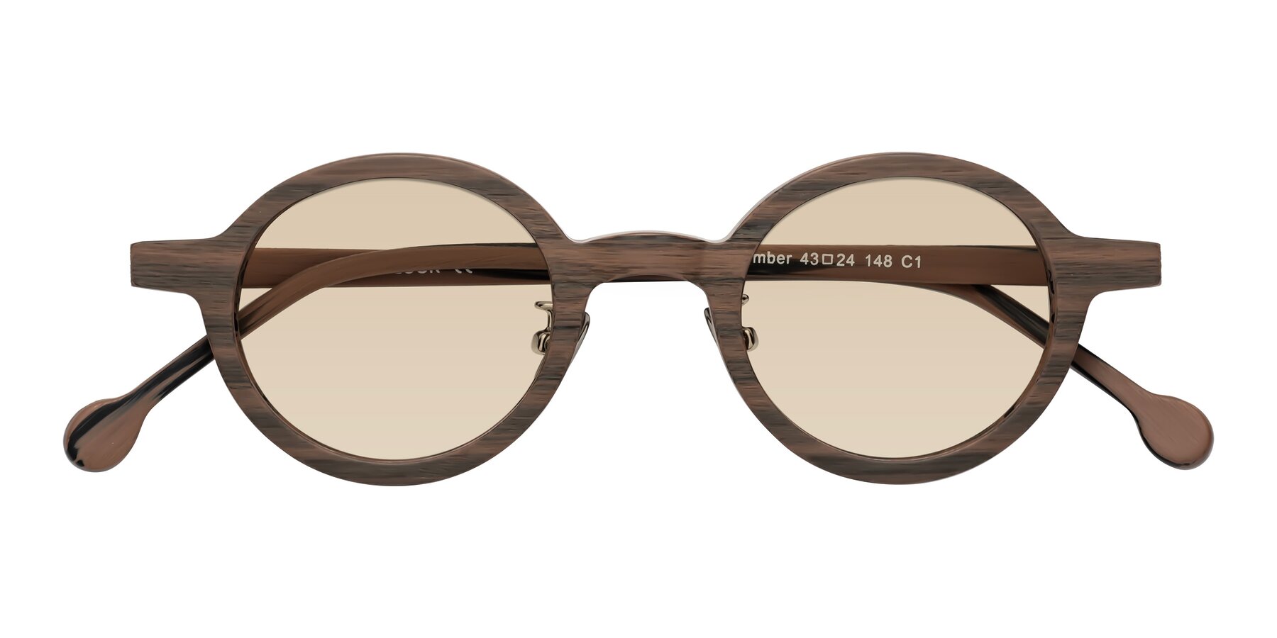 Folded Front of Timber in Burnt Tan Woodgrain with Light Brown Tinted Lenses