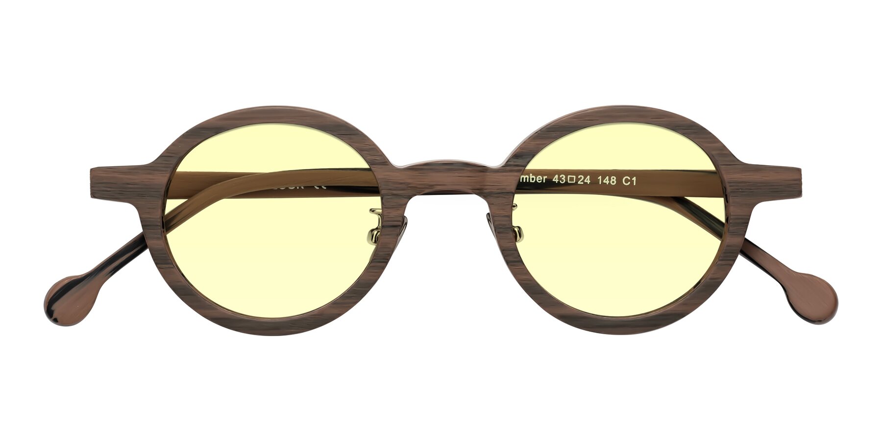 Folded Front of Timber in Burnt Tan Woodgrain with Light Yellow Tinted Lenses