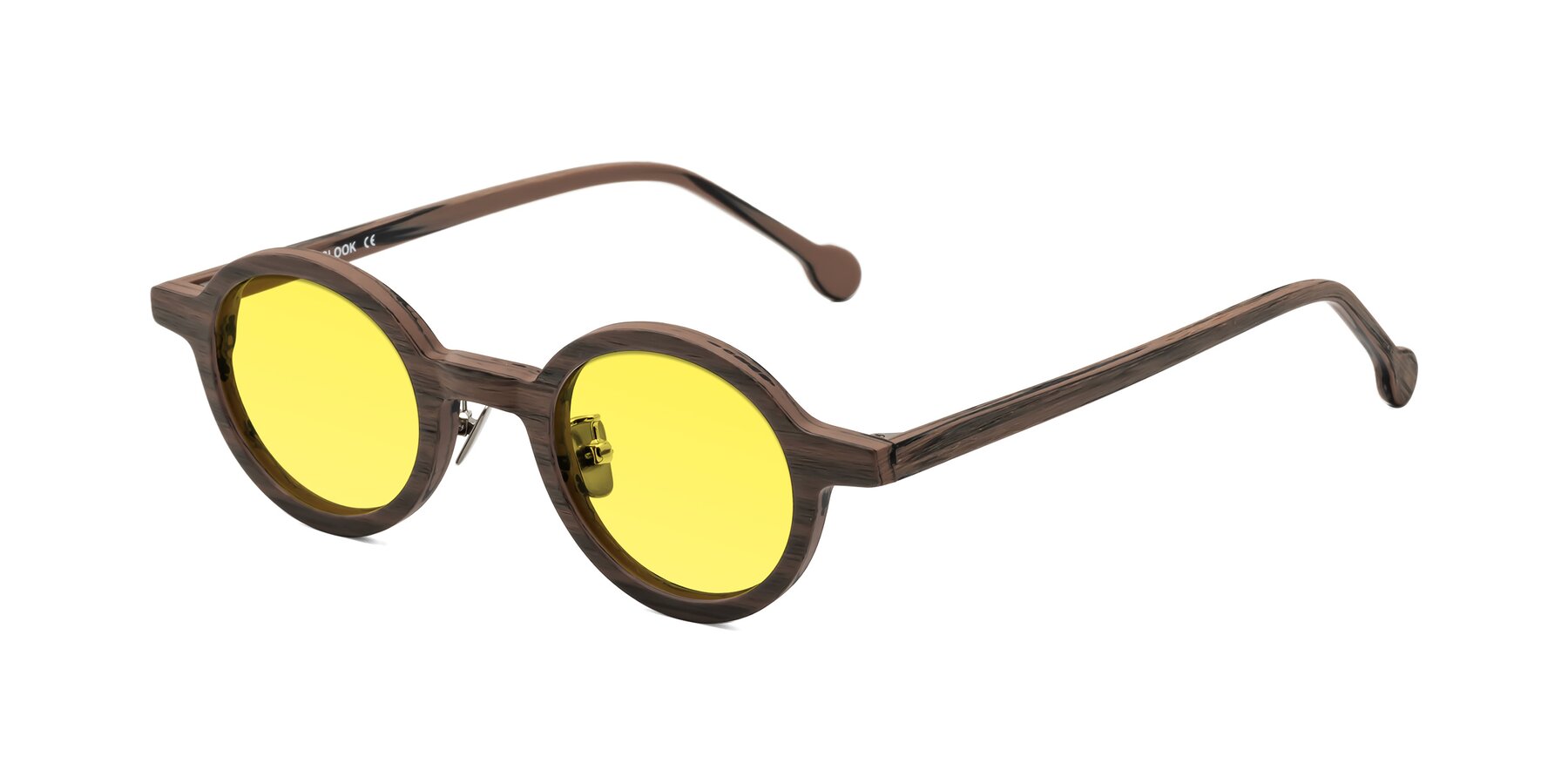 Angle of Timber in Burnt Tan Woodgrain with Medium Yellow Tinted Lenses