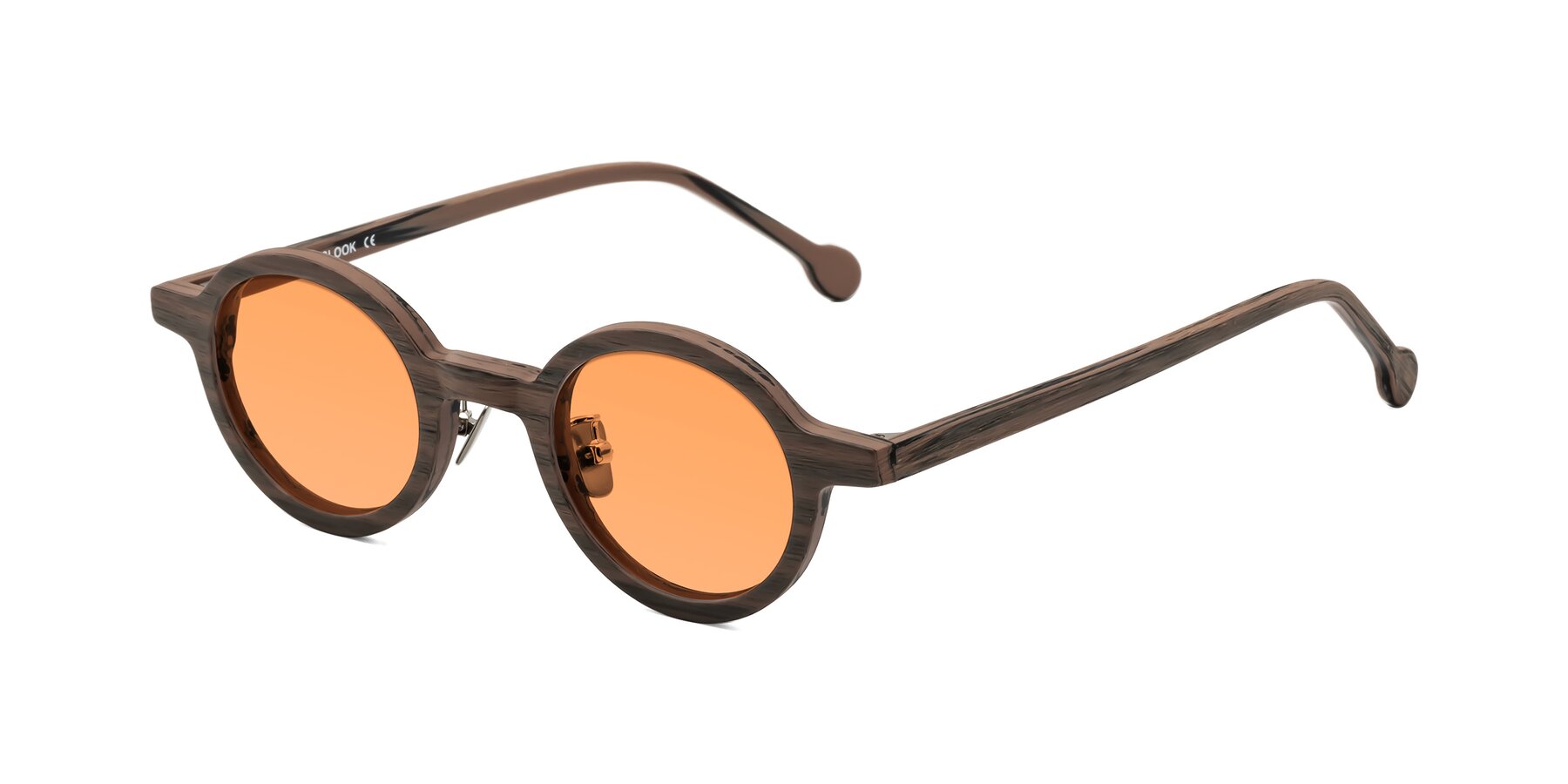 Angle of Timber in Burnt Tan Woodgrain with Medium Orange Tinted Lenses