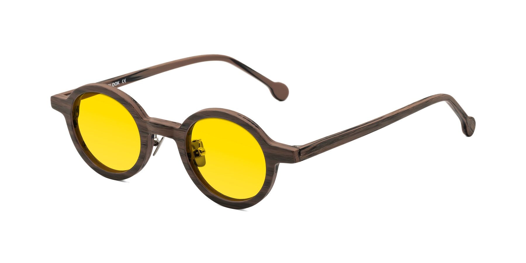 Angle of Timber in Burnt Tan Woodgrain with Yellow Tinted Lenses