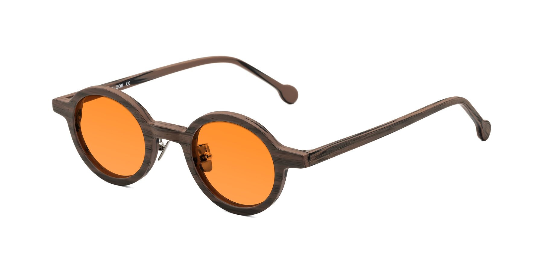 Angle of Timber in Burnt Tan Woodgrain with Orange Tinted Lenses