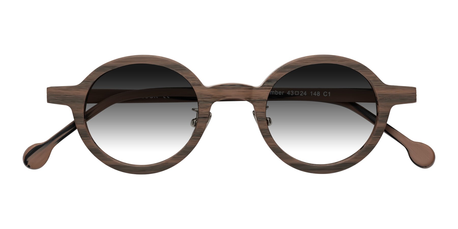 Folded Front of Timber in Burnt Tan Woodgrain with Gray Gradient Lenses