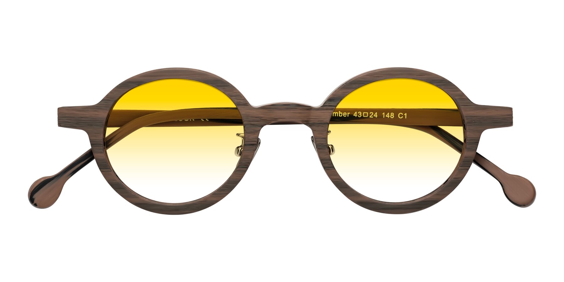 Folded Front of Timber in Burnt Tan Woodgrain with Yellow Gradient Lenses