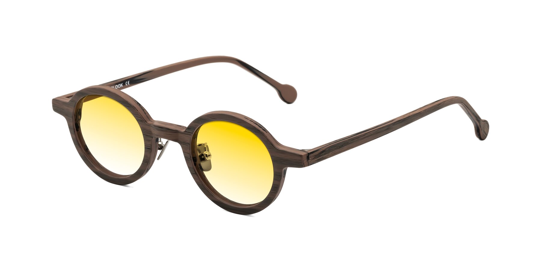 Angle of Timber in Burnt Tan Woodgrain with Yellow Gradient Lenses