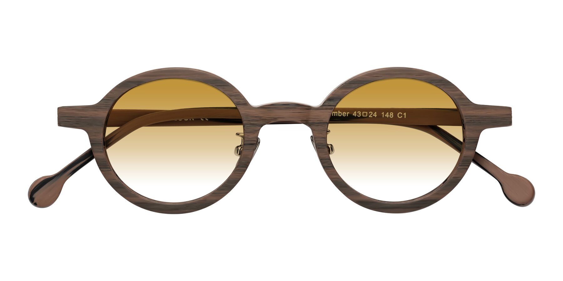 Folded Front of Timber in Burnt Tan Woodgrain with Champagne Gradient Lenses