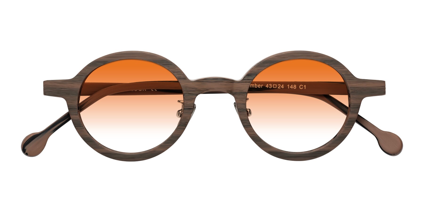 Folded Front of Timber in Burnt Tan Woodgrain with Orange Gradient Lenses