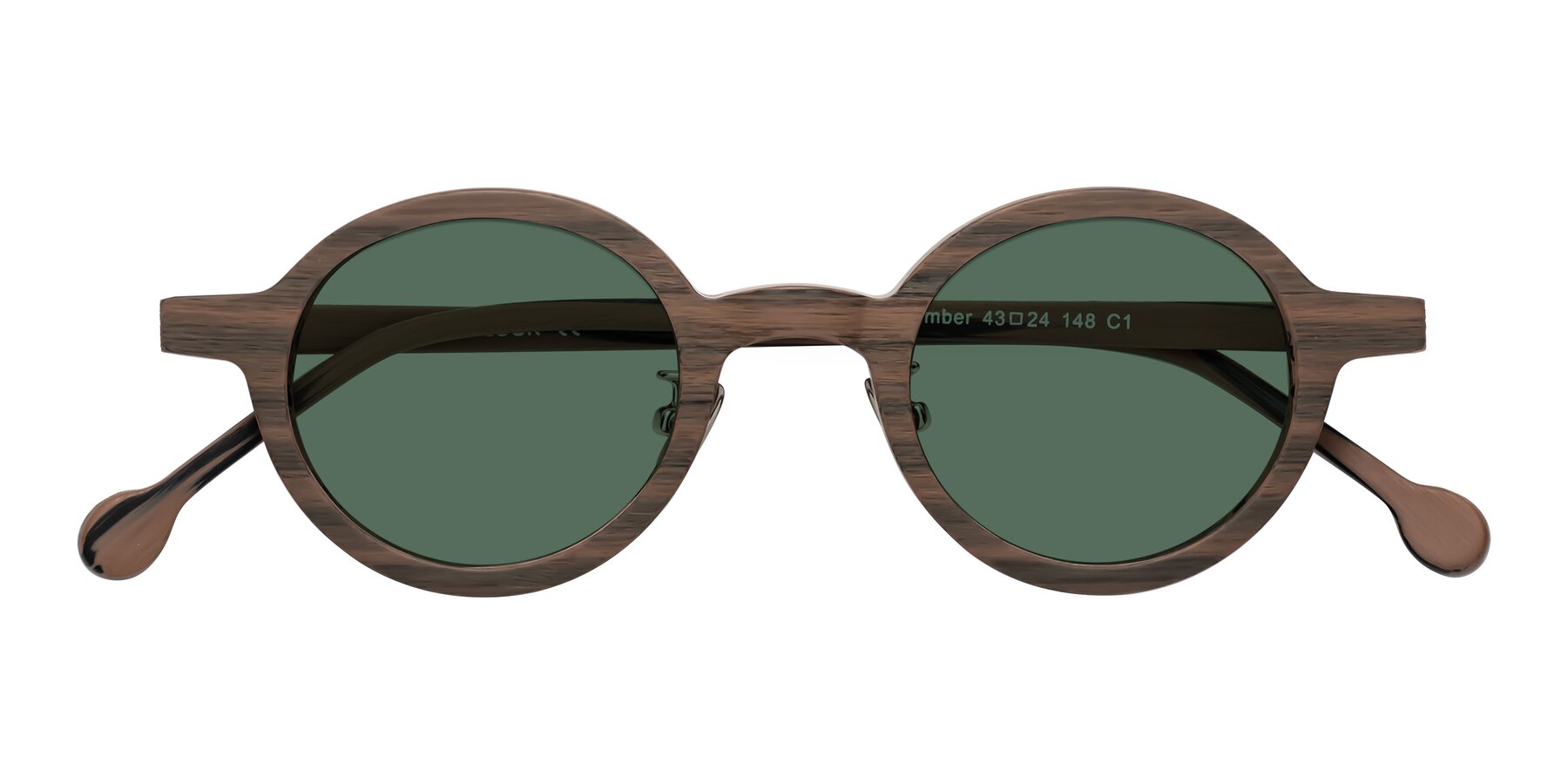 Folded Front of Timber in Burnt Tan Woodgrain with Green Polarized Lenses