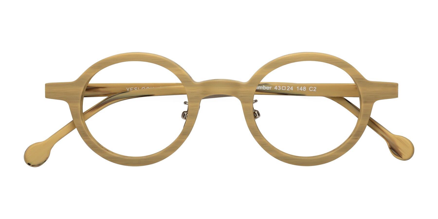 Folded Front of Timber in Egg Yolk Woodgrain with Clear Reading Eyeglass Lenses