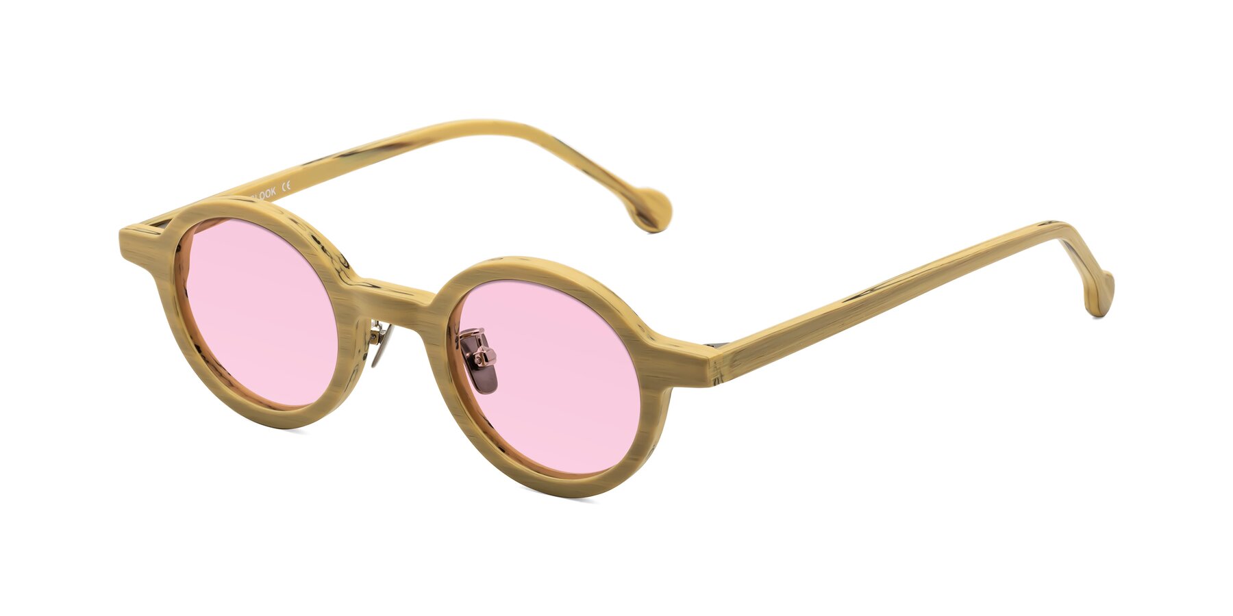 Angle of Timber in Egg Yolk Woodgrain with Light Pink Tinted Lenses