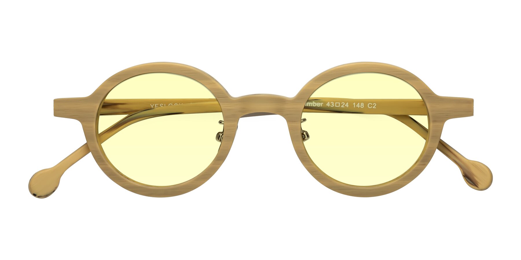 Folded Front of Timber in Egg Yolk Woodgrain with Light Yellow Tinted Lenses