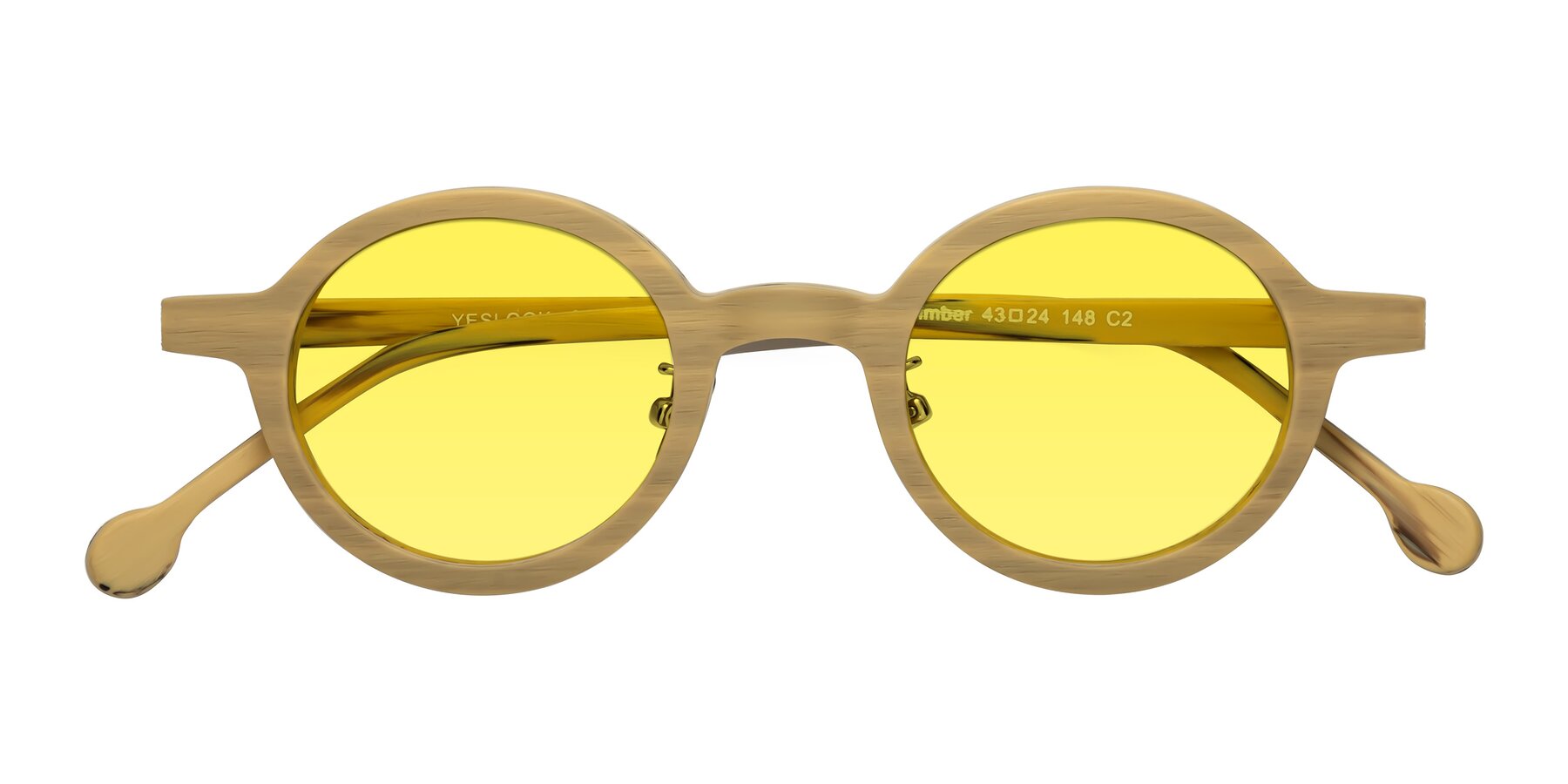 Folded Front of Timber in Egg Yolk Woodgrain with Medium Yellow Tinted Lenses