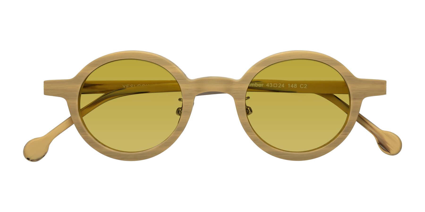 Folded Front of Timber in Egg Yolk Woodgrain with Champagne Tinted Lenses