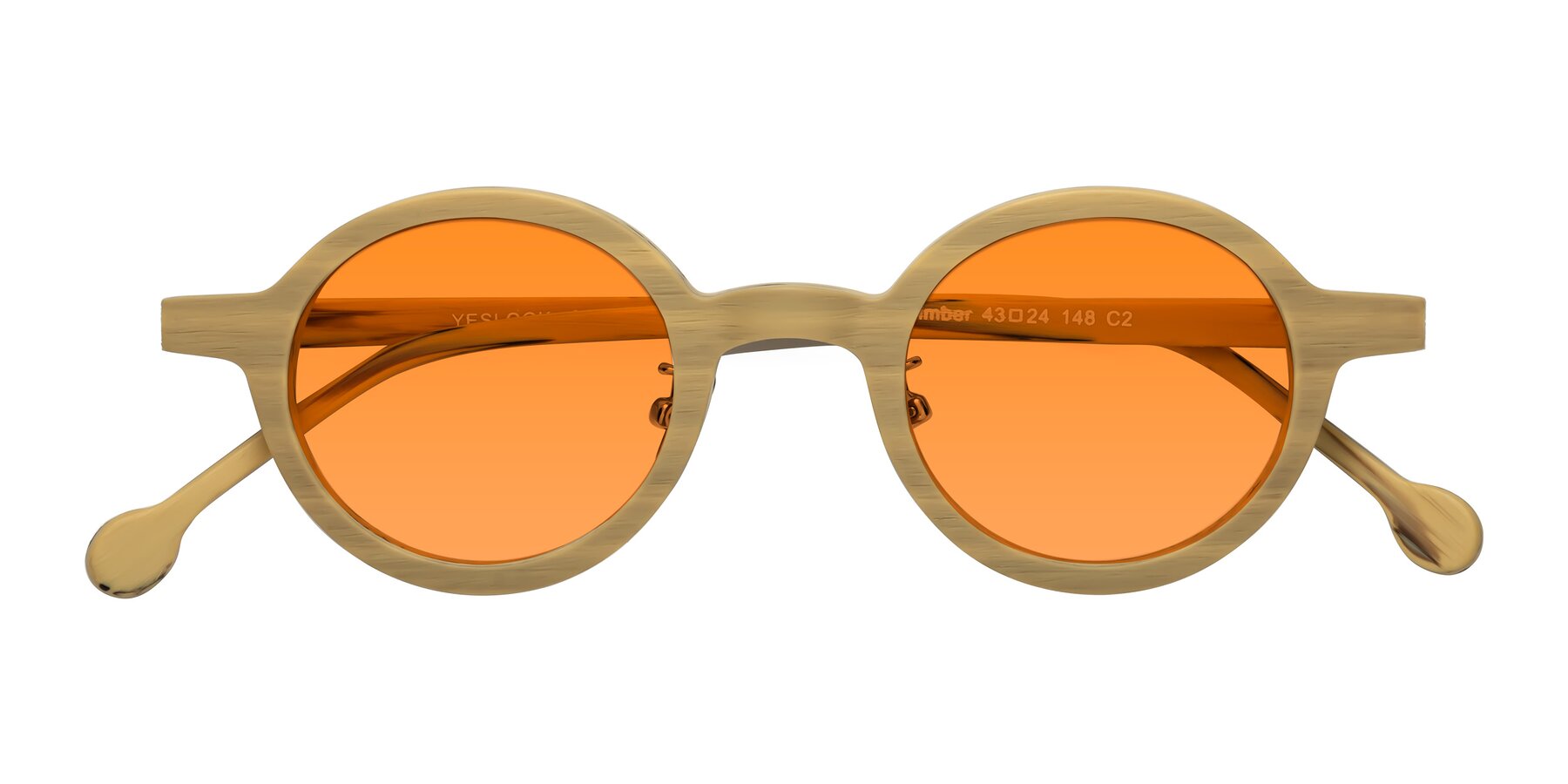 Folded Front of Timber in Egg Yolk Woodgrain with Orange Tinted Lenses