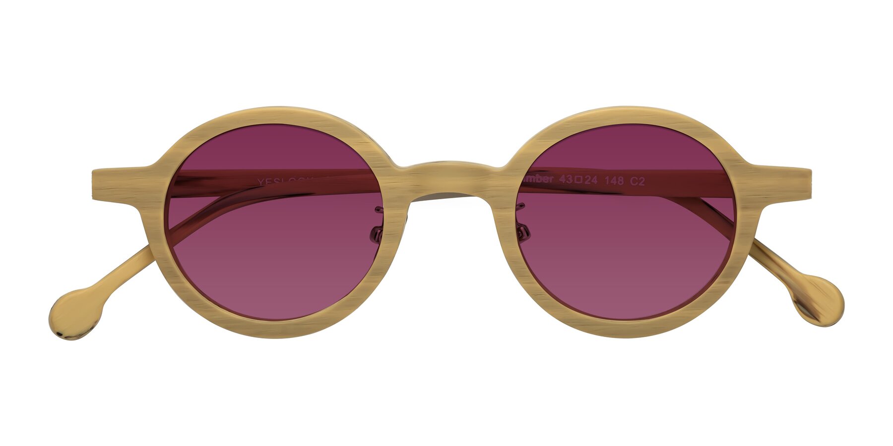 Folded Front of Timber in Egg Yolk Woodgrain with Wine Tinted Lenses