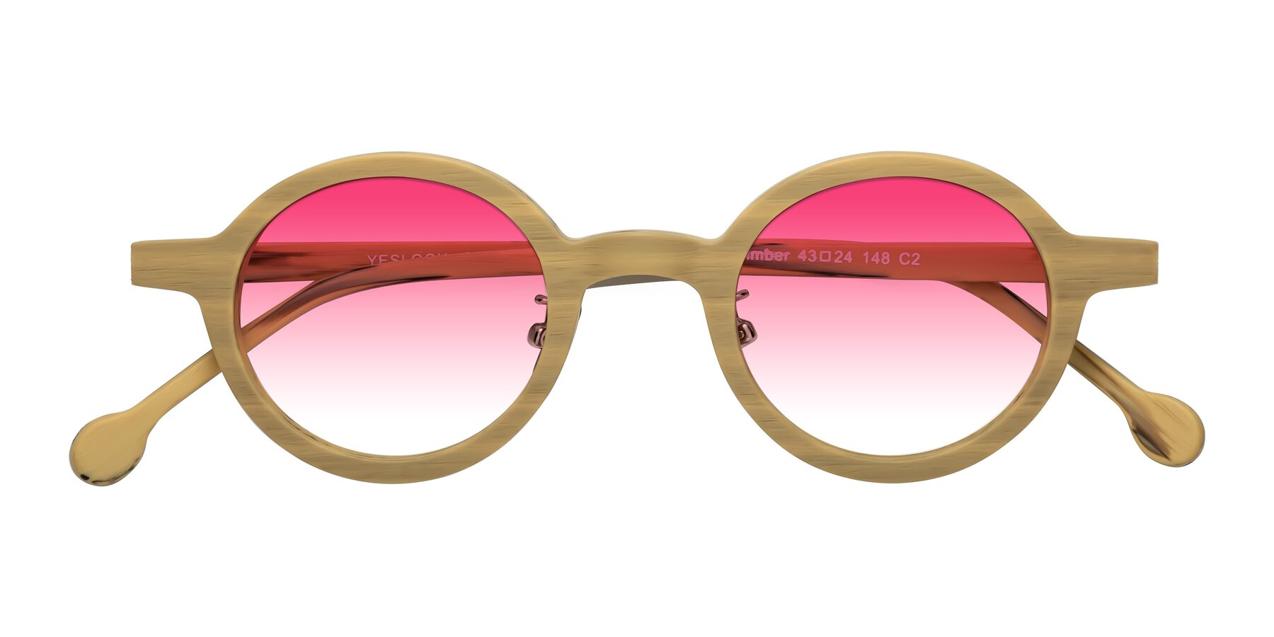 Folded Front of Timber in Egg Yolk Woodgrain with Pink Gradient Lenses