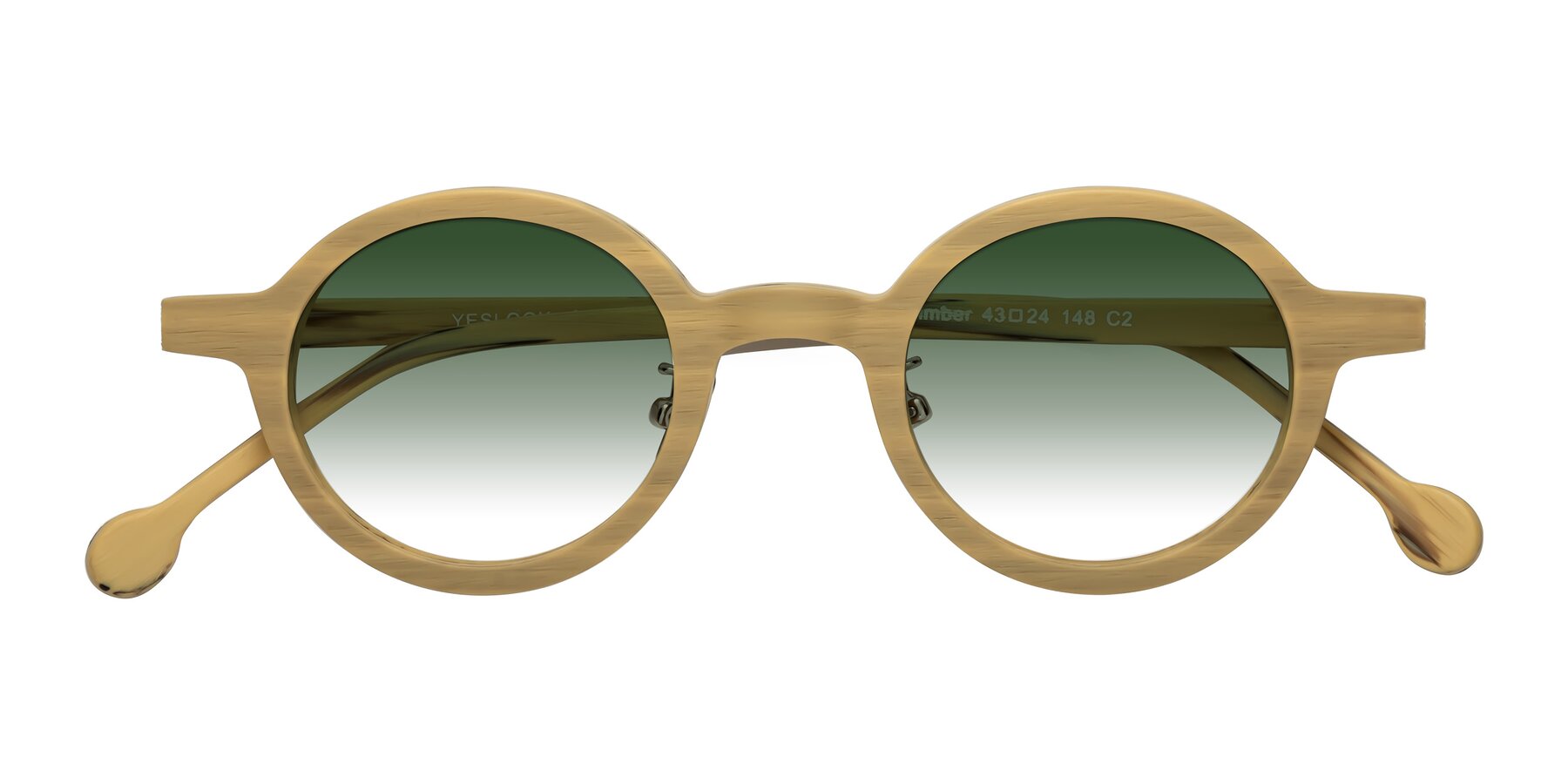 Folded Front of Timber in Egg Yolk Woodgrain with Green Gradient Lenses