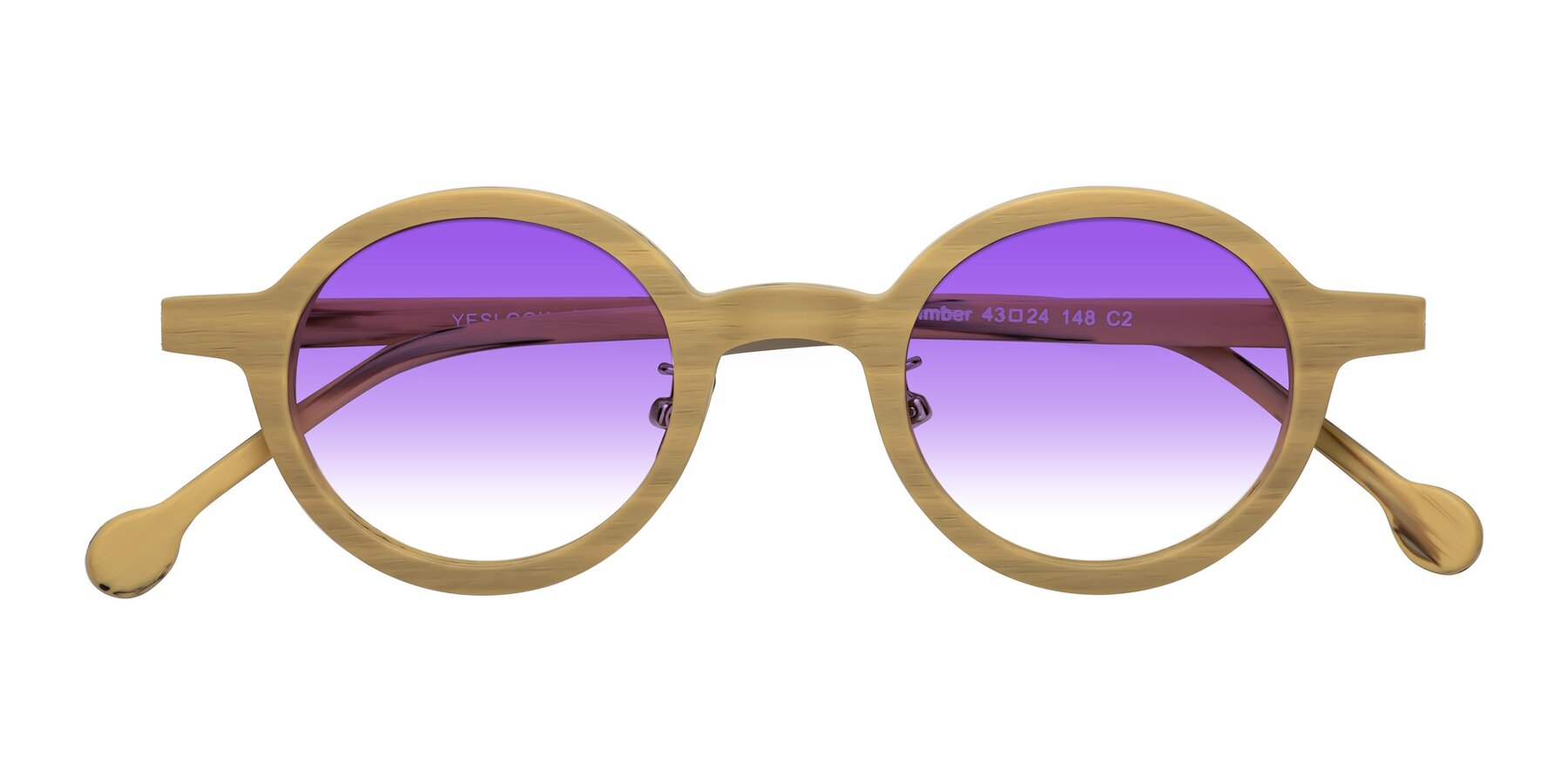 Folded Front of Timber in Egg Yolk Woodgrain with Purple Gradient Lenses