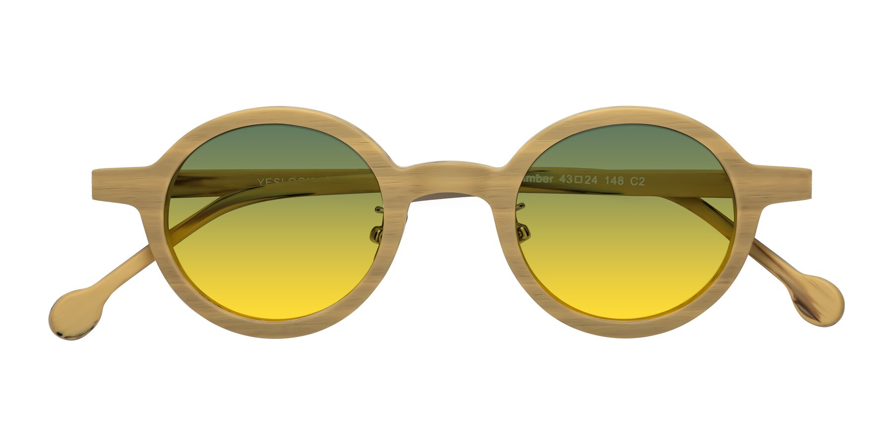 Folded Front of Timber in Egg Yolk Woodgrain with Green / Yellow Gradient Lenses