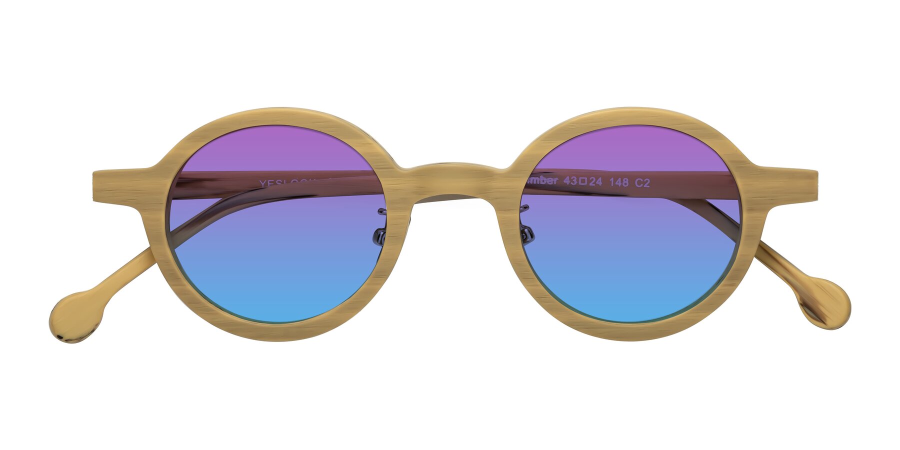 Folded Front of Timber in Egg Yolk Woodgrain with Purple / Blue Gradient Lenses