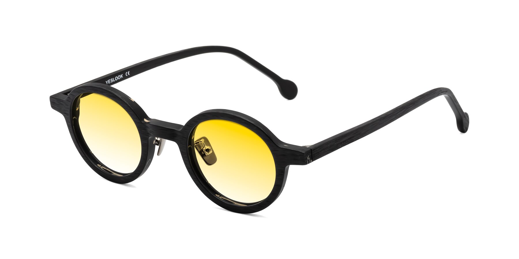 Angle of Timber in Black Woodgrain with Yellow Gradient Lenses