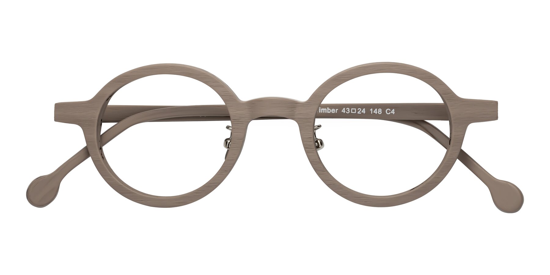 Folded Front of Timber in Pale Mauve Woodgrain with Clear Eyeglass Lenses