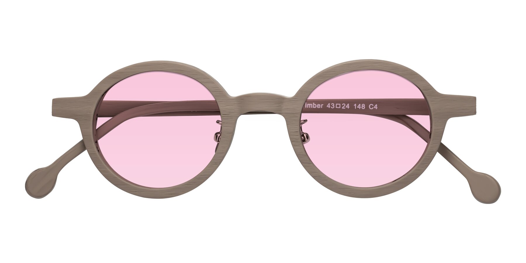 Folded Front of Timber in Pale Mauve Woodgrain with Light Pink Tinted Lenses