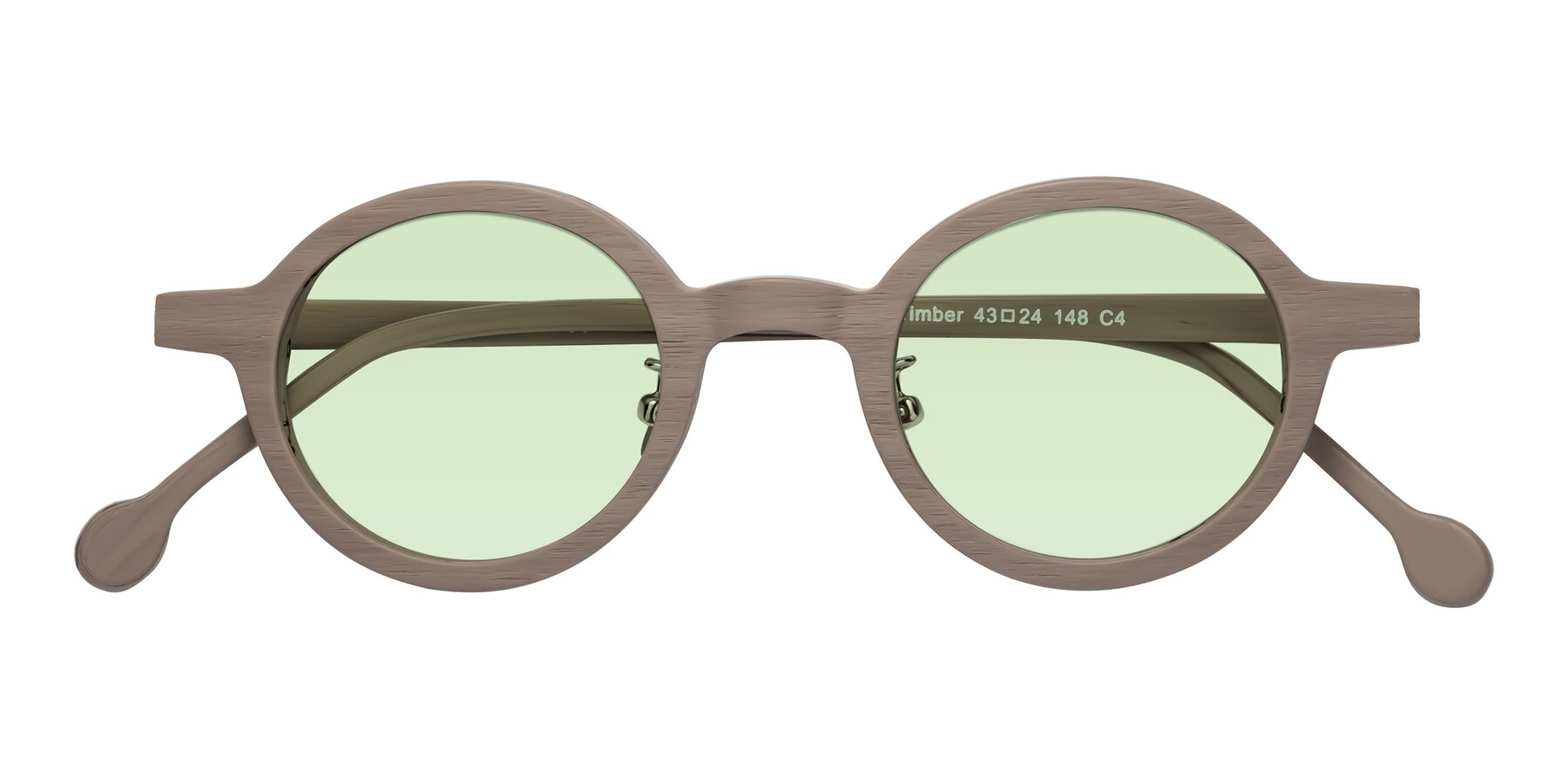 Folded Front of Timber in Pale Mauve Woodgrain with Light Green Tinted Lenses